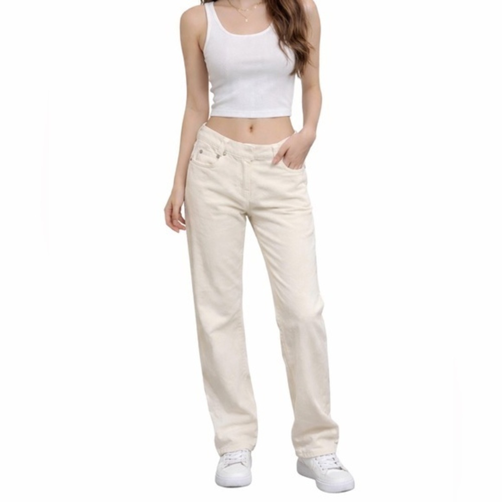The Limited Cream White Corduroy Pants Y2K Low Rise Straight Leg (Size 12)